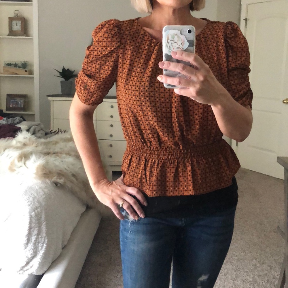 Rust ruched blouse